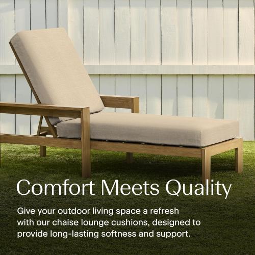 Honeycomb Outdoor Heritage Chaise Cushion for Patio Furniture, 21.5 x 70 | Textured Solid Almond Chair Cushion, Water & Fade Resistant, Reversible Design, Removable Cover for Outdoor Furniture