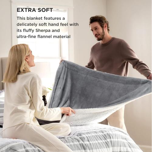 Bedsure GentleSoft Sherpa Fleece Throw Blanket for Couch - Thick and Warm Christmas Blanket for Winter, Soft Fuzzy Plush Throw Gifts for Women and Men, Grey,