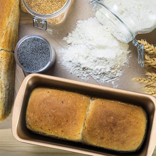 Patelai 4 Pack Small Loaf Pans for Baking Bread Non Stick Bread Pan Rectangle Baking Tray Toast Mold(Gold,7.2 x 3.7 Inch)