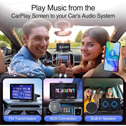 Apple Carplay Screen - Wireless Apple Carplay & Android Auto with 9 Touchscreen, Portable Car Audio Receiver with Voice Control, Bluetooth, FM