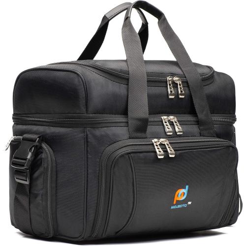 MOJECTO Large Cooler Bag. Two Insulated Compartment, Heavy Duty Fabric, Thick Insulation, 2 Heat Sealed Soft Peva Liner, Many Pockets, Strong Double Zipper, Padded Straps. for Men Women