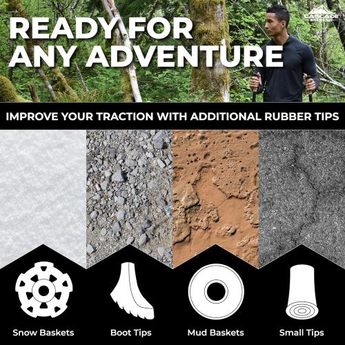 Cascade Mountain Tech Lightweight Aircraft-Grade Aluminum Trekking Poles with Extended Down Grip Plus Tip Kit