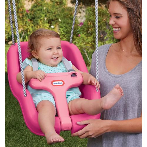 Little Tikes Snug 'n Secure Pink Swing with Adjustable Straps, 2-in-1 for Baby and Toddlers Ages 9 Months - 4 Years,16D x 16.3W x 17H