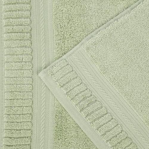 Superior Venice Zero Twist Cotton Medium Weight Bath Sheets, for Guest Bath, Bathroom, Shower, Spa, Plush Towels, Essentials, Ribbed Textured Border, Oversized Towels, Set of 4 , Green , 3 big and one small