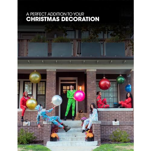 Inflatable Oversized Ornaments Jumbo Christmas Balls 15 18 25 or 30 inches Holiday Decorations Indoor Outdoor
