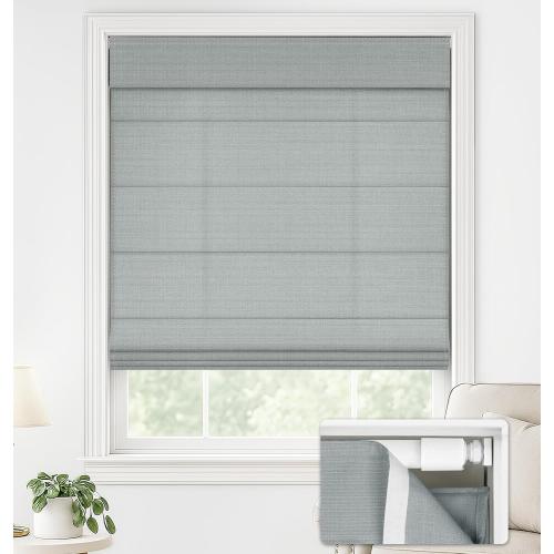 LazBlinds No Drill Roman Shades for Windows, Cordless Light Filtering Window Shades with UV Protection, Polyester Fabric for Bedroom & Living Room, 40 W x 64 H, Grey