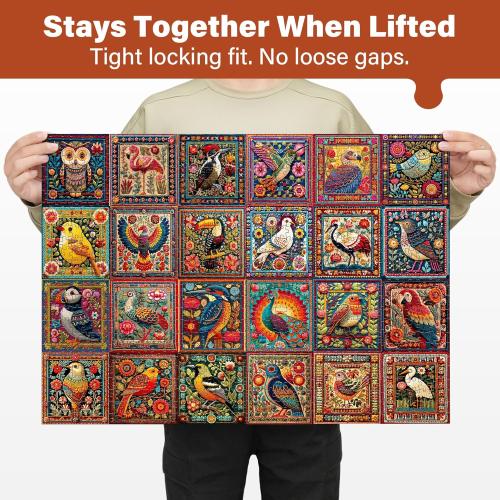 BenBen Puzzles for Adults 1000 Pieces, Bird Crochet, Jigsaw Puzzles with Letters or Patterns on Back, Challenging Puzzles for Family Game Night Home Décor