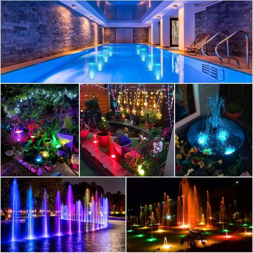 YiaMia Submersible Led Battery Operated Spot Lights with Remote, Decorative Fish Bowl Small Lamps for Aquarium Vase Base Pond Wedding Halloween Party