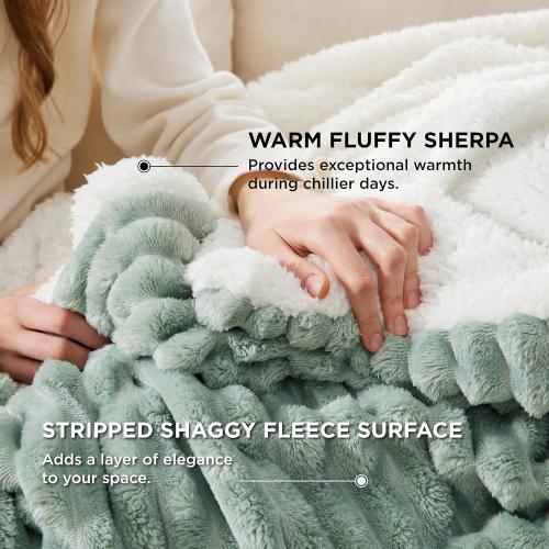 Bedsure Sherpa Throw Blanket for Couch - Super Soft, Cozy Fleece Thick Warm Blanket for Winter, GentleSoft Plush & Fluffy Christmas Throw Gift for Women, Room Decor, Sage Green, 50x60 Inches