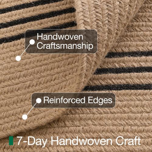 LUMI 3x7 Natural Jute Runner Rug, Braided Farmhouse Hallway Rug | Non Slip No Shedding Rustic Carpet, High Traffic Indoor Mat for Entryway, Kitchen & Laundry
