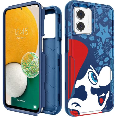 JoySolar Heavy Duty Phone Case for Moto G 5G 2023 for Boys Kids Girls - Cute Cartoon Cool Hard Triple Layers Rugged Military Full Body Cover Drop Protective Cases, Blue