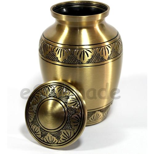 eSplanade Brass Cremation Urn Memorial Jar Pot Container | Medium Size Urn for Funeral Ashes Burial | Engraved Metal Urn | Bronze - 6 Inches