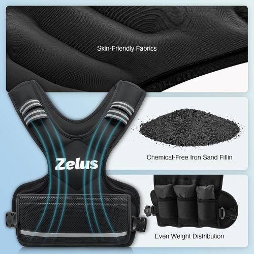 ZELUS Weighted Vest for Men and Women |  Vest with 6 Ironsand Weights for Home Workouts | Adjustable Body Weight Vest Exercise Set for Cardio and Strength Training