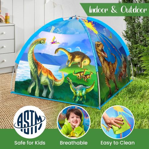 W&O Dino Paradise Super Dome with Roar Button, Dinosaur Toys and LED Lights - Epic Dinosaur Tent for Kids Aged 3-12 - Perfect for Indoor & Outdoor Adventures