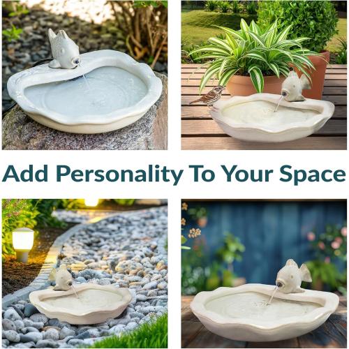 Sunnydaze Glazed Ceramic Fish 7-Inch Outdoor Garden Fountain - Outdoor Tabletop Fountain for Patio, Deck, Garden