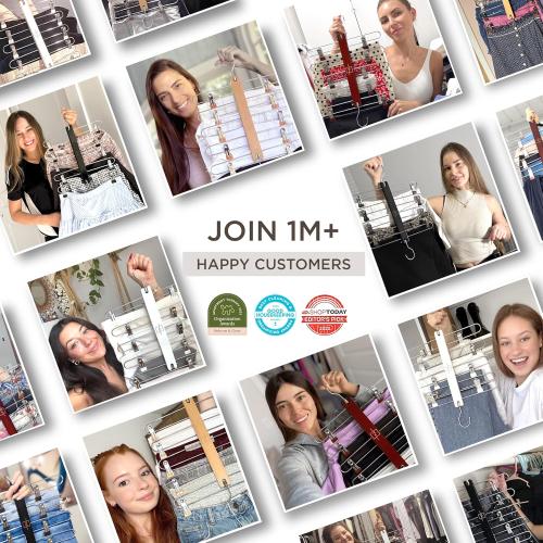 MORALVE Skirt Hangers Space Saving with Clips - 2 Pack - European Beechwood 5-Tier Hanger for Shorts, Skirts, and Pants - Closet Organizer and Storage Solution for Women with 360° Swivel Hook