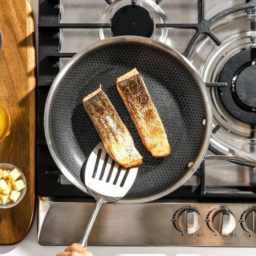 DELUXE Hybrid Ceramic Nonstick 5-Piece Fry Pan Set,8,10,12 Inch Frying Pans with Tempered Glass Lids,Stay-Cool Handles, Dishwasher Safe, Works on All Stovetops (Induction, Gas, Electric)