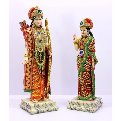 Size 18 eSplanade Ram ji Shri Ram and Sita Maa Murti Idol Statue Sculpture | Decorative Items - Home Decor | Resin - Multi - 18 Inches (Big Size)