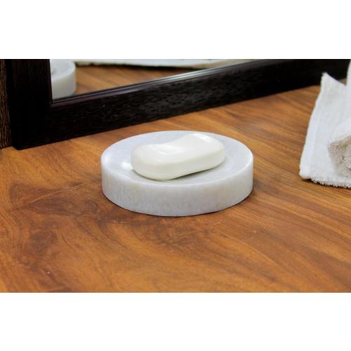 Soap Dish - Round Design | Natural White Marble Stone | Soap Holder | Soap Tray | Soap Case | Luxury Bath Accessories