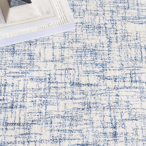 SAFAVIEH Area Rug 8x10 - Ebony Collection - Large - Blue & Ivory, Handmade Wool, Ideal for Living Room, Bedroom, Office, Dining Space (EBN350M)