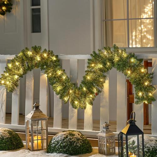 Joiedomi 9Ft Christmas Garland Prelit with 50 Count Light, Plug in Lighted for Home & Office Xmas Decorations Indoor and Outdoor Decor Holiday Decorations Xmas Garland Christmas Window Decor