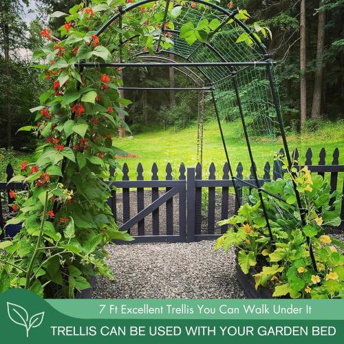 Garden Arch Trellis 7FT Extra Tall Polyethylene-Coated Stainless Steel Garden Trellis for Climbing Plants Outdoor Garden Trellis Arch for Cucumber Trellis, Gardening Trellis with Clips Trellis Netting