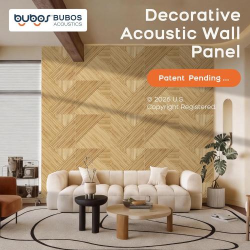 BUBOS 6-Pack Acoustic Panels, Wood Grain Sound Absorbing Panels, 23.6x23.6 | Peel and Stick, for Home Office, Studio & Wall Decor Sound Treatment, Wall Panels for Noise Reduction & Stylish Room