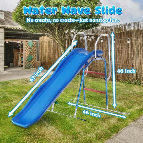 Water Slide for Kids Backyard, Outdoor Waterslide with 3-Zone Spray Sprinkler and Ground Tarp, Summer Water Slip and Slide Game Toy for Backyard Water Fun Activities Play