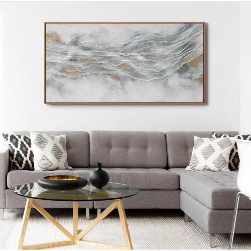 Abstract Wall Art Framed Home Artwork Decor Simple Modern Art Pieces With Gold And Gray Textures Modern Minimalist Canvas Painting Living Room Decor For Bedroom Office Wall Decor 24X 48