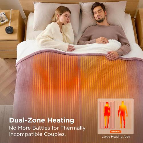Bedsure Electric Blanket King Size - Dual Control Heated Blanket King Size, Fast Heating with 10 Time Settings & 10 Heat Settings, Warm Gifts for Women Grandma (100x90 inches, Pink)