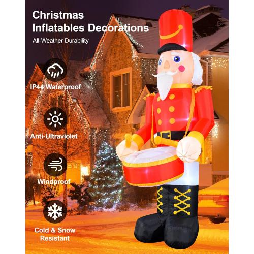 VCOKEN 12FT Christmas Inflatables Nutcracker Outdoor Decorations, Giant Christmas Inflatable with Big Bass, Built-in LEDs Inflatable Nutcracker Blow Ups for Xmas Decor Holiday Party Yard Garden Lawn