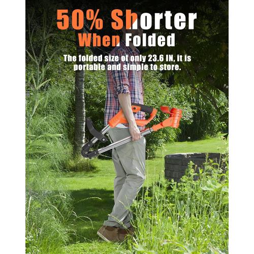 Cordless Weed Wacker, 21V 2-in-1 Lightweight Stringless Weed Wacker, Foldable 2.0Ah Battery Powered Weed Trimmer, Grass Trimmer/Brush Cutter/Edger Lawn Tool for Yard Lawns Garden‼️incomplete‼️