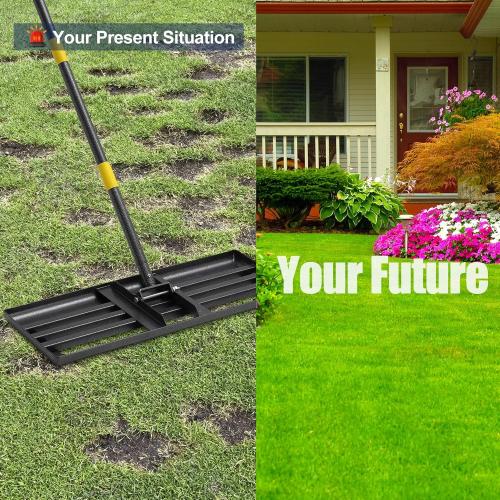 Extra Wide 30 Leveling Rake for Lawn Care - 60in Extendable Stainless Steel Handle with Ergonomic Grip | Professional Grass Leveling Tool for Golf Courses, Soccer Fields, Backyard Turf Maintenance
