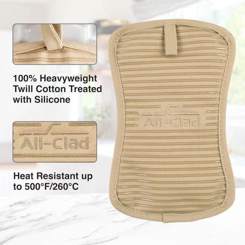 2packs All-Clad Premium Pot Holder & Hot Pad: Heat Resistant to 500 Degrees - 100% Cotton, 10x6.25 Hot Pad for Kitchen and Barbeque, (1-Pack), Cappuccino