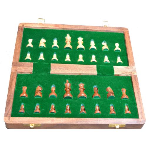 10x10” Chess Set on Sale - ChessBazar Chess Set with Bag - Folding Standard Magnetic Travel Chess Board Game Handmade in Fine Rosewood with Storage for Chessmen