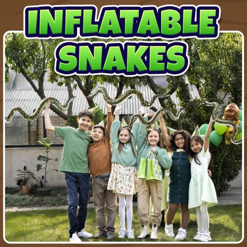 Inflatable Fake Snake Toys (3 Pack) - 39 Inch Blow Up Snakes for Pool Floats, Jungle Party, Rainforest, Reptile & Safari Theme, Inflatable Animal Party Decorations & Supplies