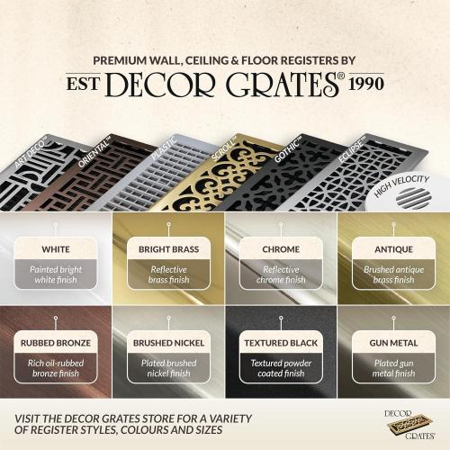 Decor Grates FS410-WH Scroll Design Floor Register,4x10, White