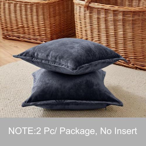 20x20 Throw Pillow Covers Set of 2 Velevt Square Cushion Cover Decorative Solid Pillowcases for Sofa Bed Chair Decor,Blue Gray
