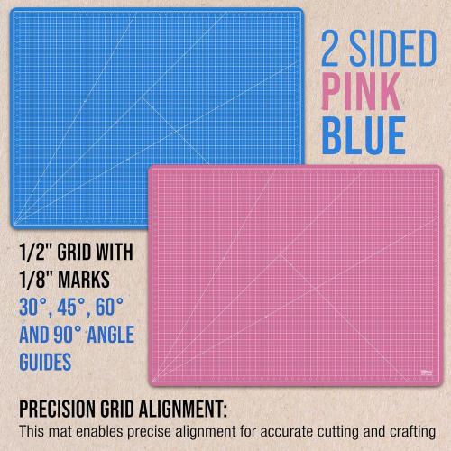 U.S. Art Supply 36 x 48 Self-Healing Cutting Mat 5-Ply - Double-Sided Pink/Blue Craft Mat, Non-Slip Cutting Mats for Crafts, Sewing, Quilting, Scrapbooking