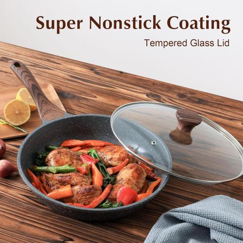 SENSARTE Nonstick Frying Pan Skillet with Lid, Omelet Pan with Cover, Healthy Cooking Chef's Pan, Kitchen Cooking Pan, Free of Intentionally Added PFOA/PFOS (12.5inch   Glass Lid)