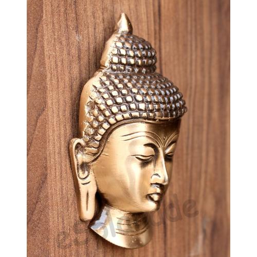 Gold eSplanade Brass Buddha Face Wall Hanging Idol Statue Figurine Murti Showpiece | Buddha Head | Home Decor | Tibetan Buddhist Statue