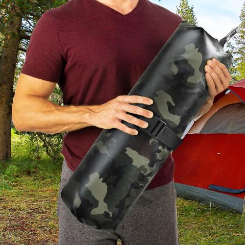 PERMIAN Portable Cooler Bag Roll Top, Green Camouflage, Insulated Improved Liner, 15L Foldable Waterproof Dry Bag for Boating