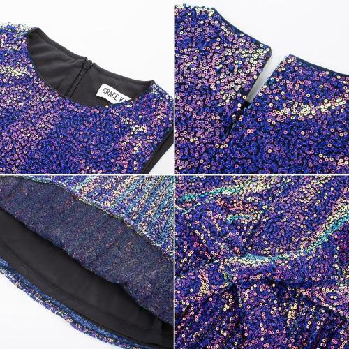 8Y GRACE KARIN Girls Sequin Dress Sleeveless Prom Party Formal Graduations Fancy Tween Girls Dresses Size 8Y