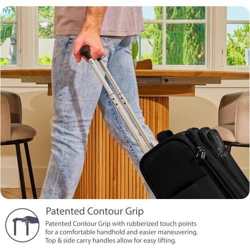 Travelpro Tourlite Softside 25 Expandable Luggage with 4 Spinner Wheels, Lightweight Suitcase, Checked Medium, Black