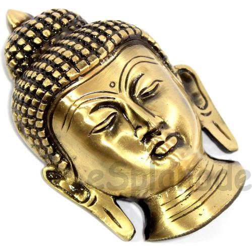 Gold eSplanade Brass Buddha Face Wall Hanging Idol Statue Figurine Murti Showpiece | Buddha Head | Home Decor | Tibetan Buddhist Statue