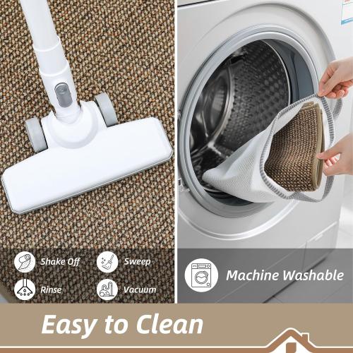 BEQHAUSE Dirt Trapper Door Mat 24 x 36, Non-Slip Washable Doormats Entrance Mat, Dirt Resistant and Absorbent Welcome Mat, Low Profile Floor Mats for Front Back Door and Entryway, Beige