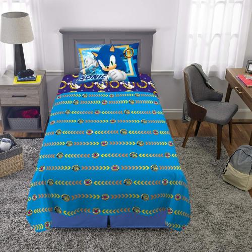 Franco Kids Bedding Super Soft Microfiber Sheet Set, Twin, Sonic The Hedgehog, Anime