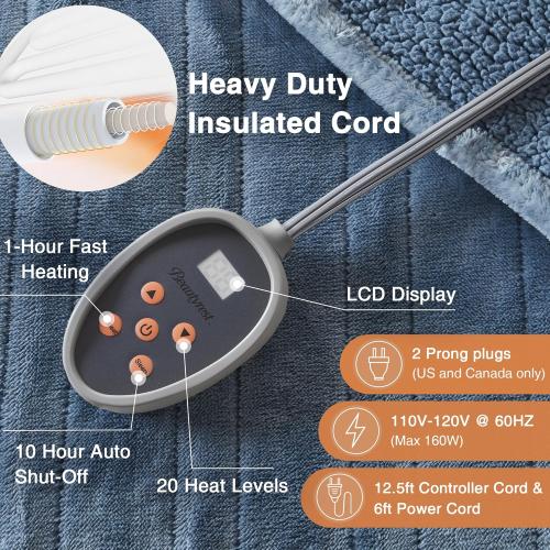 Beautyrest Heated Microlight to Berber Blanket - Twin