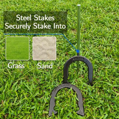 Horseshoes Outside Game Set-Portable Outdoor Horseshoe Set Includes 4 Professional Solid Steel Horseshoes with Solid Steel Stakes & Carrying Bag, Perfect for Backyard and Beach