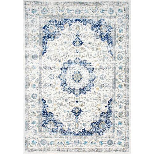 Nuloom Verona Blue/Off-White, 2' x 3', Vintage Medallion, Soft and Cozy, High Traffic, Stain Resistant, Easy Clean, Durable Area Rug for Bedroom, Living Room, Dining Space, Den, Foyer, Entryway